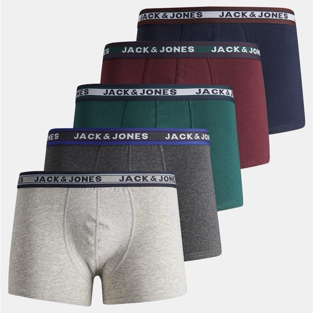 Jack & Jones Oliver Trunks 5 Pack Dark Grey Melange/Sea/Moss